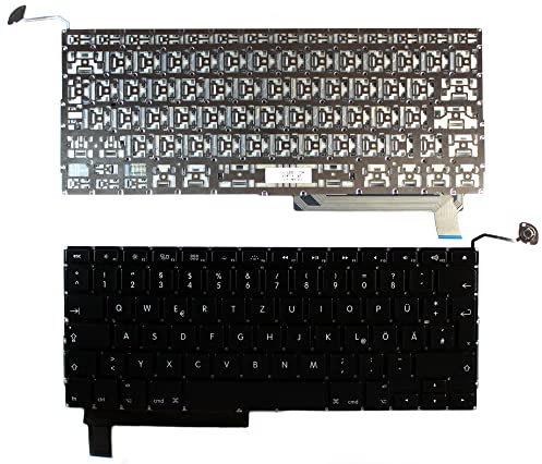 Keyboards4Laptops Alemán versión retroiluminada (sin Placa retroiluminado) Negro Teclado de Repuesto para Ordenador portátil Compatible con Apple MacBook Pro A1286