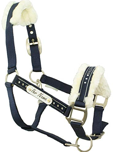 Waldhausen AWA Halfter Elegant Nachtblau - mit Namensschild - 2fach verstellbar, Fellpolster (VB)