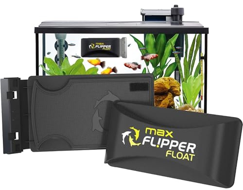 FL!PPER Flipper Cleaner Float - 2-in-1 Floating Magnetic Aquarium Glass Cleaner - Fish Tank Algae Cleaner - Scrubber & Scraper Aquarium Cleaning Tools – Floating Fish Tank Cleaner, Max