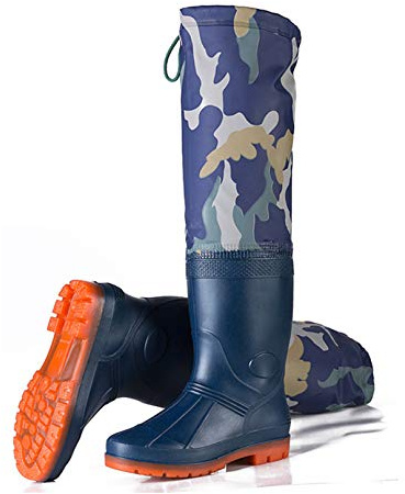 QTDZ Botas De Pesca 60Cm Botas De Goma Impermeables Ligeras De Súper Altura Hombres Mujeres PVC/Nylon Vadeadores Portátiles Botas De Caza Unisex Zapatos Vadeadores Gruesos Multiusos,Azul,44 EU