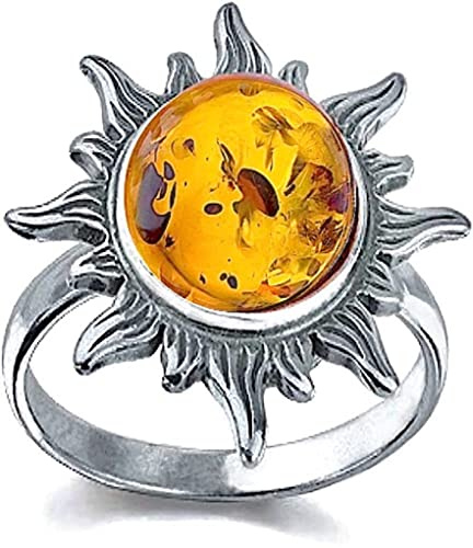 Ian and Valeri Co. Amber Sterling Silver Sun Ring Size 7