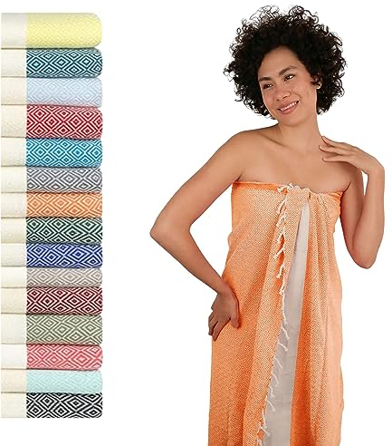 Flora Furora Saunahandtuch Saunatuch Damen + Herren, Hamamtuch groß 100x200 XXL: lang, platzsparend, leicht | Sauna Handtuch, Wellness Spa Tuch, Saunakilt Zubehör | Fouta Hamam Badetuch