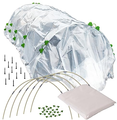 TTL Garden - Set di tunnel di pellicola Flex L 20 con pellicola in PE, 6 x 2,5 m, 6 fogli in fibra di vetro e pellicola per la coltivazione in polietilene 6 x 2,5 m di larghezza, arco rotondo per la