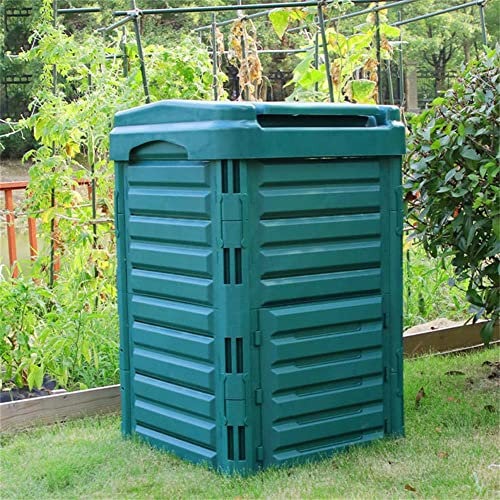Grand bac à Compost extérieur, 88,7 gallons (336L) Boîte à Compost avec Couvercle supérieur à encliqueter et système d'aération Fermenteur aérobie Domestique pour Feuilles séchées,Vert