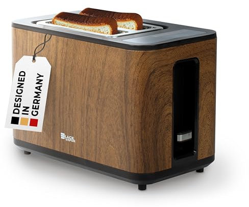 BLACKVAPOR Smart Toaster – digitaler Premium Toaster – Touchscreen – Display – edle Holzoptik – Doppelschlitz – 6 Stufen – Auftauen und Aufwärmen – Brötchenaufsatz – Unterbrechungsfunktion