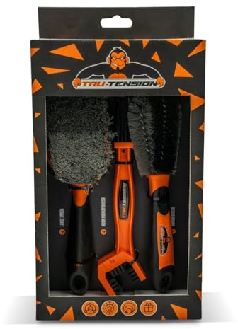 Tru Tension | Premium Bicycle Brush Kit | Suitable for all Road, Mountain & Race Bikes | Bicycle Tools & Accessories | 3 Piece Bicycle Kit