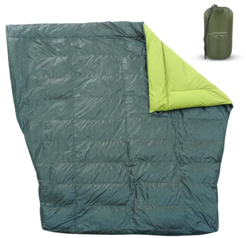 Two-Person Double Wide Sleeping Bag Top Quilt - 850 Down Ultralight Camping Blanket - 3.3 lbs, 30°F Rated, Water-Resistant Backpacking Quilt