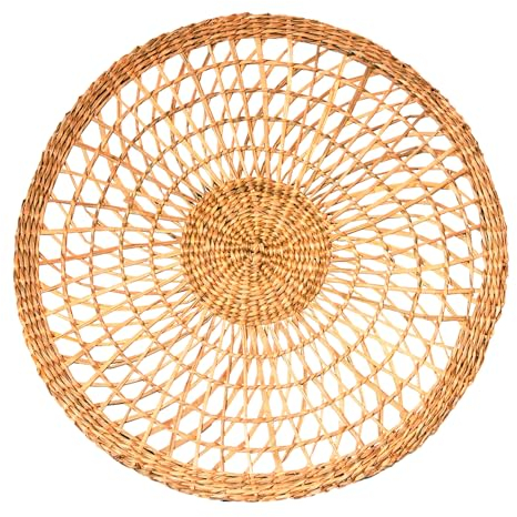 EME Pack Bajoplato Mimbre Trenzado con Diametro de 35 cm, Color Natural de Estilo rústico fabricado con fibras naturales 100% Salvamantel de Mimbre Natural Incluye 6 uds
