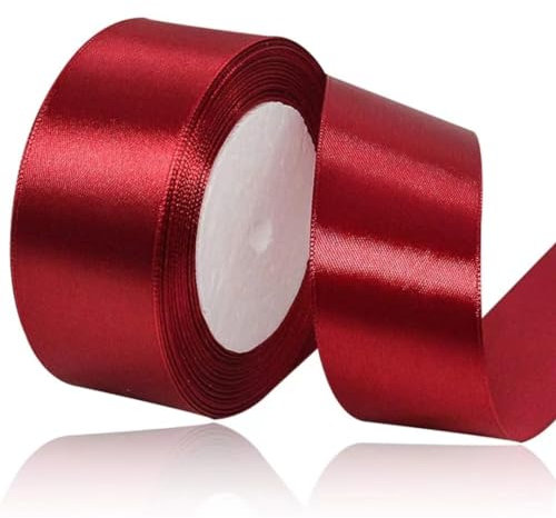 Geschenkband Burgunder 40 mm Breit,23 Meter Satinbänder Weinrot Stoff Schleifenband Kunsthandwerk,Hochzeitsdekoration, Weihnachten, Haarbögen, Blumensträuße, Geburtstag und Geschenkverpackung