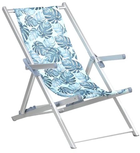 Totò Piccinni SDRAIO SALENTO in alluminio pieghevole con 4 posizioni con tela per mare spiaggia piscina giardino (1, Savana Verde)