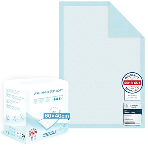 75x ARNOMED empapador incontinencia desechable ligero, empapador absorbente 60x40cm, cambiador bebé desechable, empapador 5 capas celulosa cama para incontinencia, empapador cama desechable