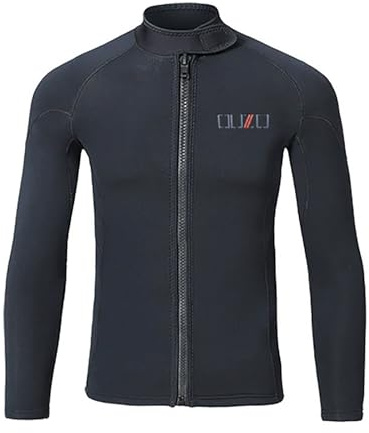 Veste de Combinaison Homme, Néoprène 3 mm à Fermeture Éclair Frontale, Manches Longues, Confort et Isolation Thermique pour Natation, Snorkeling, Plongée sous-Marine, Kayak
