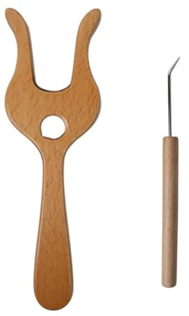 Wooswen Wooden Fork Knitting Fork Children's Handmade Wool Knitting Flower Fork Large 19cm Handmade Wool Knitting Flower Fork