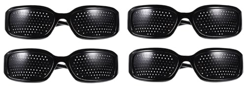 Gadpiparty Gafas estenopeicas de marco negro para mejorar la vista con resina y material de policarbonato, gafas ligeras de entrenamiento ocular para activación visual natural, adecuadas y ancianas