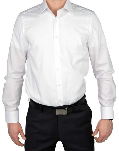 MARVELIS Body Fit Hemd Langarm New Kent Kragen, 39, weiß