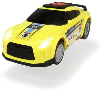 Dickie Toys Nissan GTR - Wheelie Raiders, Spielauto, Fahrzeug motorisiert, Spielzeugauto, Fahrzeuge Kinder, Licht & Sound, Wheeliefunktion, 25 cm, Gelb