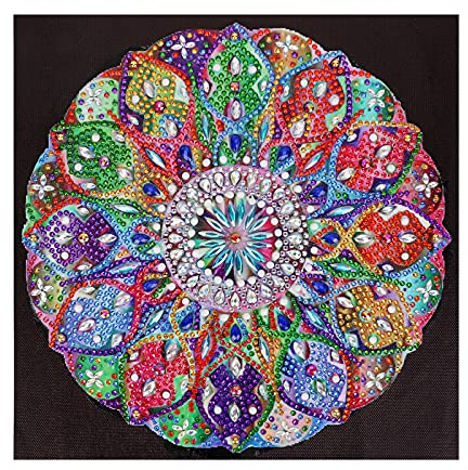 VETPW 5D DIY Mandala Blume Diamant Malerei Kits, DIY Speziell Geformte Diamond Pasted Painting Strass Stickerei Kreuzstich Kunst Handwerk Diamant für Home Wall Wanddekoration (30x30CM)