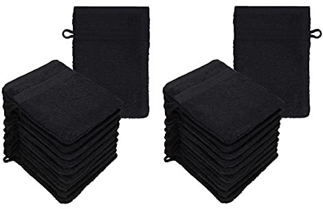 Betz 20 Stück Waschhandschuhe Waschlappen Premium Größe 16x21 cm 100% Baumwolle Farbe schwarz