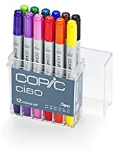 Copic Ciao, Alcohol Markers, 12 Basic Color Set - Dual Brush Tip Art Marker for Adults/Teen Artists & Creators, Blendable Markers for Coloring Drawing & Illustration Art