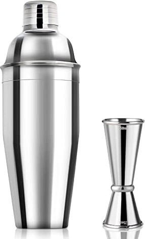 Anfly Coctelera Coctéles 750ml Acero Inoxidable con Vaso Medidor de Cócteles Jigger 50ml 25ml,Cocktail Kit Mezclador de Cócteles Barman Cocktail Kit