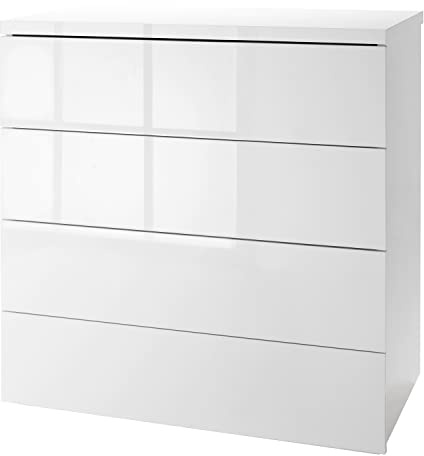 Composad | Cassettiera della Linea PRIVILEGIO con 4 Cassetti, Cassettiera Bianca, Cassettiera Camera da Letto, (LxAxP) 85x88x44 cm, Colore Bianco Laccato, Made in Italy