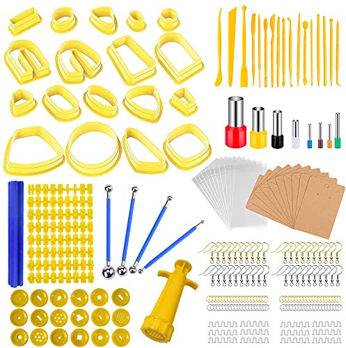 Yayatty 299 Stück Polymer Clay Cutter Set, 18 Form Clay Ohrring Cutters mit Ohrringe Zubehör, Plastic Clay Ohrringschneider für Polymer Clay Schmuckherstellung