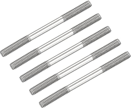 METALLIXITY Doppia Filettatura Filo Viti (M4 Filo 60mm Lunghezza) 5pz, 304 Acciaio Inox Doppio Filettato Stelo Bulloni - per Casa Manutenzione