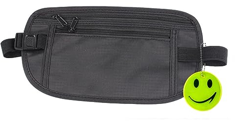 Geldgürtel für Damen und Herren,Geldgürtel für Reisen,Reise-Geldgürtel,Sport Hüfttasche,Laufgürtel,Wasserdichter Geldgürtel Unsichtbare Diebstahlgeheime Brieftasche,mit Reflektierende Anhänger