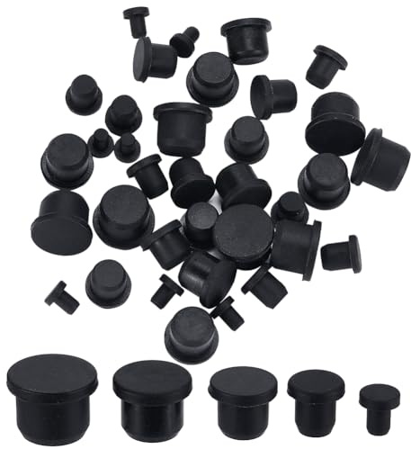 GORGECRAFT 40 tapón de Silicona para Botella Color Negro Tapón de Sellado de 4/7.5/9.5/11.5/13.5mm Salero Y Pimentero Tapón de Repuesto Tapas de Extremo para Botellas Tuberías Macetas