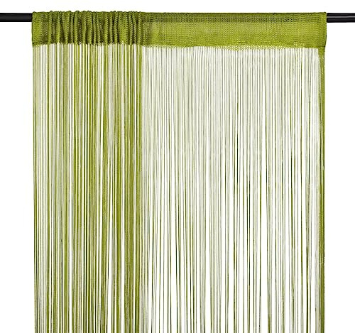 FENLAX Cortinas de hilo 2 unidades. 140 x 250 cm, color verde, cortinas de hilo para puertas, cortinas para puertas de terrazas, protección contra insectos, separador de habitaciones, escaparates