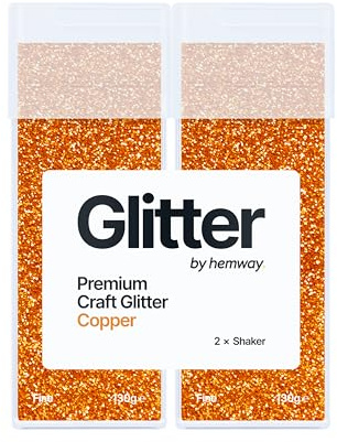 Hemway Craft Glitter Shaker Copper 130g x2 Pack Fine | for Resin & Epoxy Crafts, Christmas Art Supplies, Nail, Body, Face, Eye, Festival, Crafting, Slime, Sparkle
