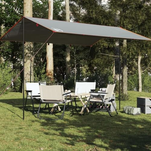 Tino Tech Tarp - Bâche de tente pour hamac - Imperméable - Ultra légère - 400 x 294 cm - Gris et orange - Tissu Oxford