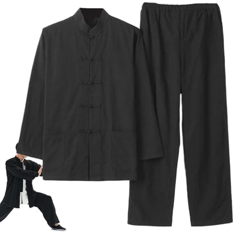 Comebachome Kung fu uniform, 1 set traditionella kinesiska uniformer Tai-chi, kampsport outfit i andningsbar bomull, traditionella kinesiska kläder, XL, XL