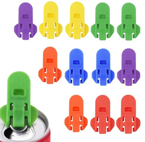 12Pcs Manual Easy Can Opener, 6 Colors Soda Beer Beverage Can Opener, Reusable Leakproof Soda Beer Cans Covers Protector, Universal Cans Cover Openers Protector for Sodas Beers Beverage