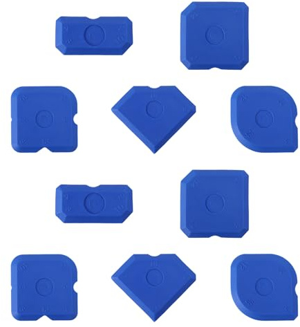 Tinoaly 10pcs Silicone Caulking Block Spreader Tool Set, Sealant Finishing Profiling Smoothing Applicator Mastic Tool Caulk Remover Reusable Grout Stick Scraper for Kitchen Floor Window & Sink (Blue)