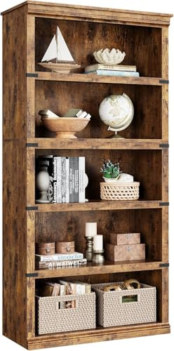 Garvee estanteria Rústica para Hogar, Ahorra Espacio, para Libros y Objetos Pequeños, Uso Interior Salón Dormitorio, 80×32×171 cm, Marrón Retro