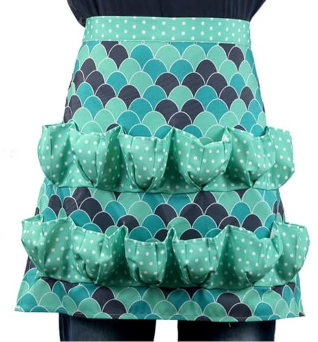haetair Egg Collecting Apron with 12 Deep Pockets - Perfect for Hen, Duck, and Goose Eggs | Farmhouse Kitchen Workwear for Home Use (Standard, Green, One Size)