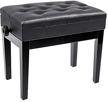 SnamicE Pianopall justerbar pianopall med förvaringsfack pianobänk ergonomisk tangentbordspall, PU-läder upp till 180 kg,