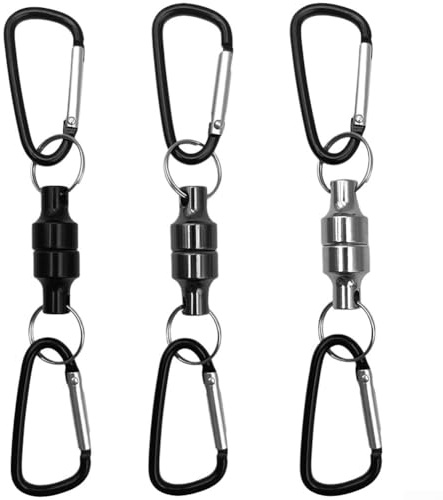 Magnetiskt fiskenät släppklämma, 3-pack, multifunktionellt starkt magnetiskt spänne med nyckelkedjekrok för camping och utomhusaktiviteter
