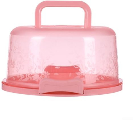 Porta torte rotondo in plastica con manico e coperchio trasparente bloccabile per il trasporto di torte, cupcake e pasticcini, contenitore antipolvere con fibbie solide