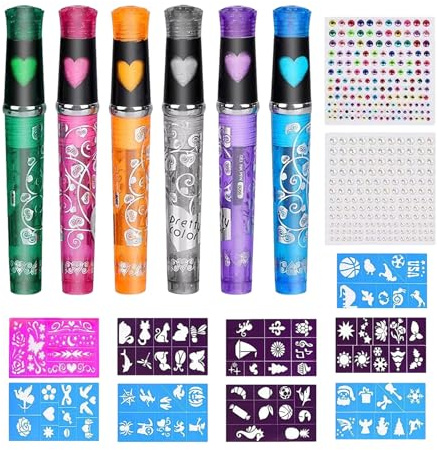 Set di pittura per il viso a base d'acqua - Kit di trucco per body art fai-da-te da 17 pezzi con pennarello per tatuaggi temporanei | Ideale per la direzione 'evento di trucco del clown del