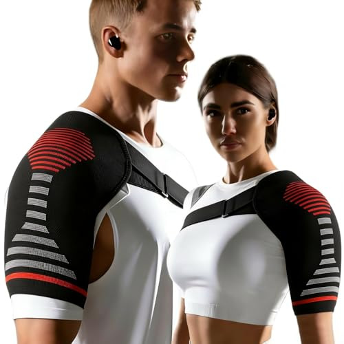 YTBAB Shoulder Support Brace for Men & Women Orange for Discomfort Relief & Muscle Relaxation, Easy to Wear & Remove Red (L/XL)