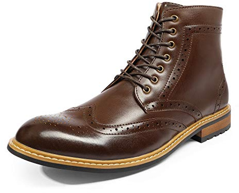Bruno Marc Men's Ankle Oxford Boot,Dark/Brown,8