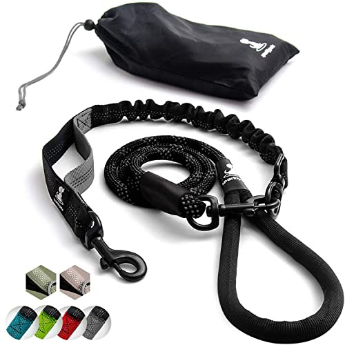 SparklyPets - Heavy Duty Bungee Rope Leash for Large and Medium Dogs - No Pull, Shock Absorber Long Dog Training Lead - No Slip Reflective Line for Outside (5.5 Ft Bungee Leash)
