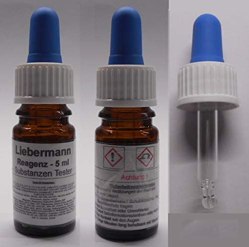Snabbtest för droger och substanstestare med färgskala – Liebermann-reagens på 5 ml – testar 93 ämnen och droger – för ca 30 användningar