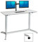 Seville Classics Airlift 137 cm pneumatisch höhenverstellbarer mobiler Steh-Sitz-Tisch (74,4 bis 110,4 cm H), weiß