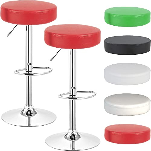 Beltom® 2 SGABELLI da Bar E Cucina con PENISOLA Regolabili in Altezza Sedia Girevole per PIZZERIE Pub RISTORANTI Hotel Soggiorno Ufficio - Modello Star - X2-Rosso
