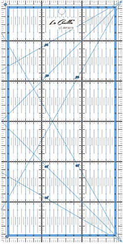 La Canilla ® - Patchwork Lineal 30x15 cm Nählineal - Universallineal zum Nähen und Basteln mit exakten Abmessungen CM, MM und Winkel-Maßen Acryl Transparent
