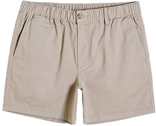 maamgic Men's Classic-fit 5.5 Cotton Casual Shorts Elastic Waistband with Multi-Pocket Daily Wear Walking Summer Outfit Dark Khaki 34