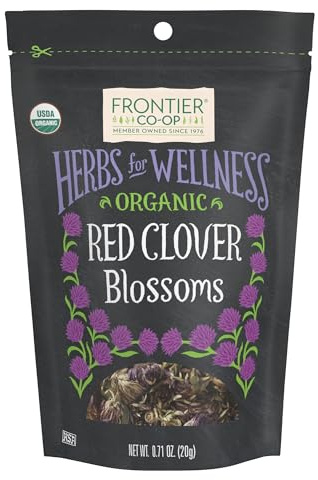 Frontier Co-op Organic Whole Red Clover Blossoms, 0.71oz - Fragrant, Natural and Versatile for Garnishes and Red Clover Tea - Kosher, Non-Irradiated